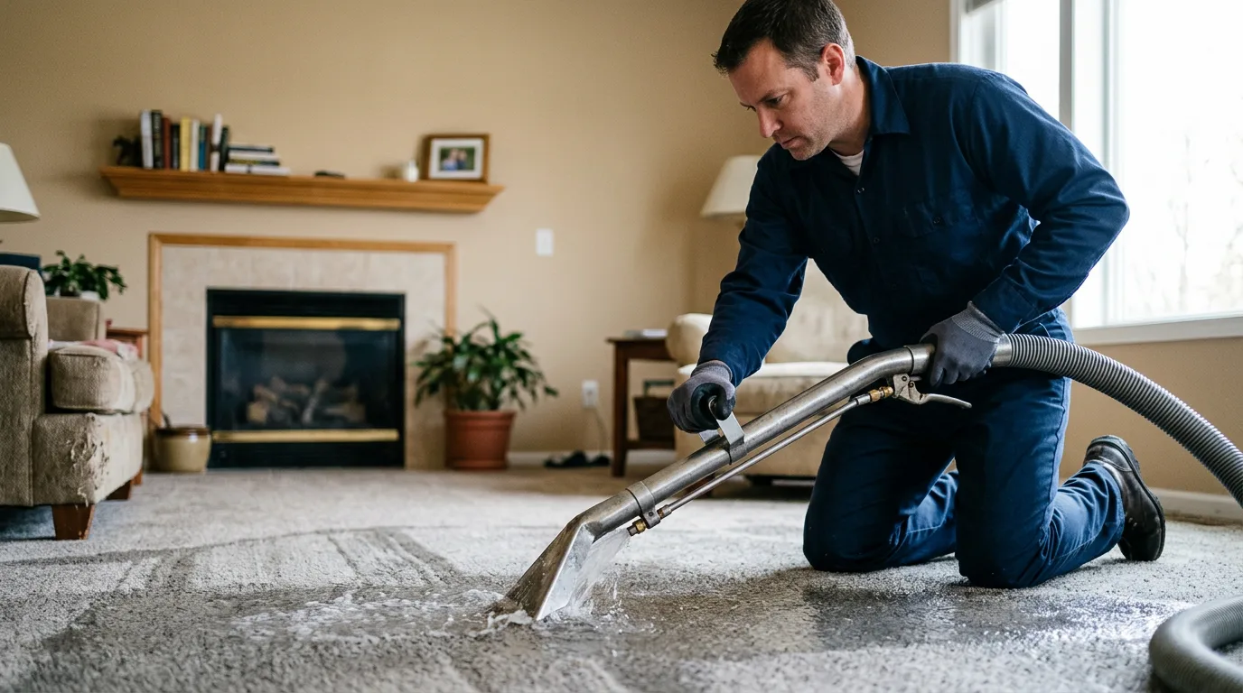 Water damage restoration technician working near Powellton, WV